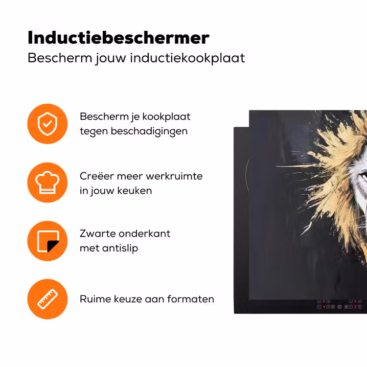 Leeuw - Gesplitst - Zwart - Lijn Inductie beschermer vinyl 3mm klein -zzzzzzz-td-ups