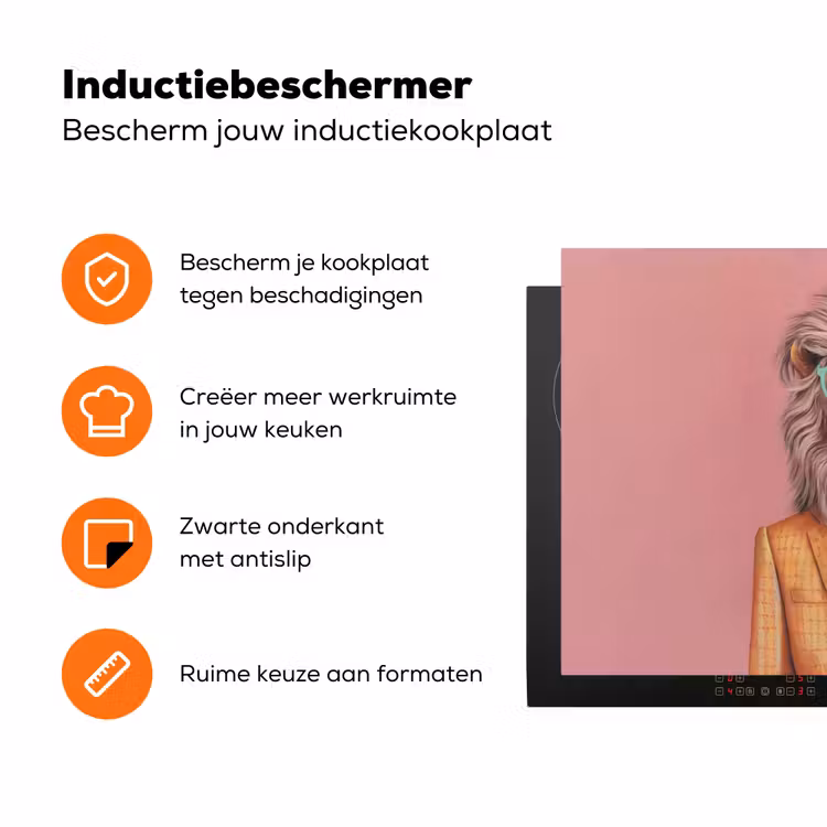 Leeuw - Pak - Geruit - Bril Inductie beschermer vinyl 3mm klein -zzzzzzz-td-ups