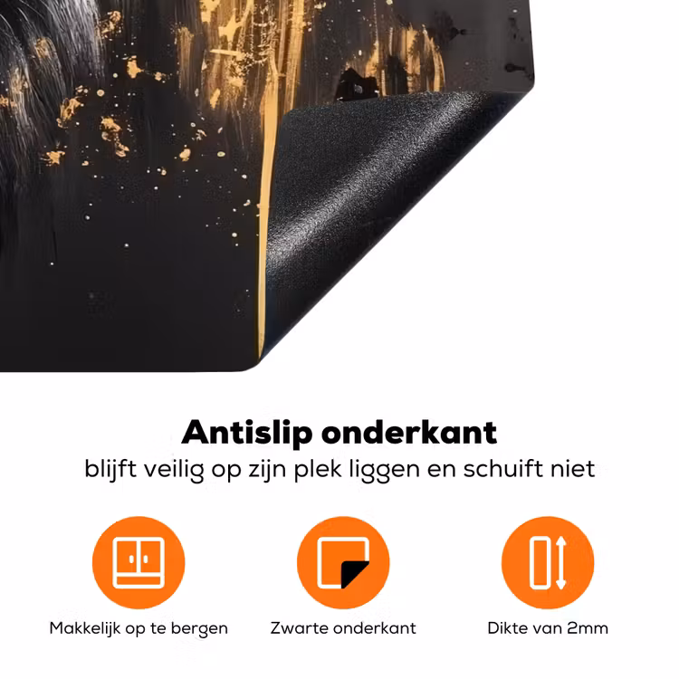 Leeuw - Portret - Verfspatten - Grijs Inductie beschermer vinyl 3mm klein -zzzzzzz-td-onderkant