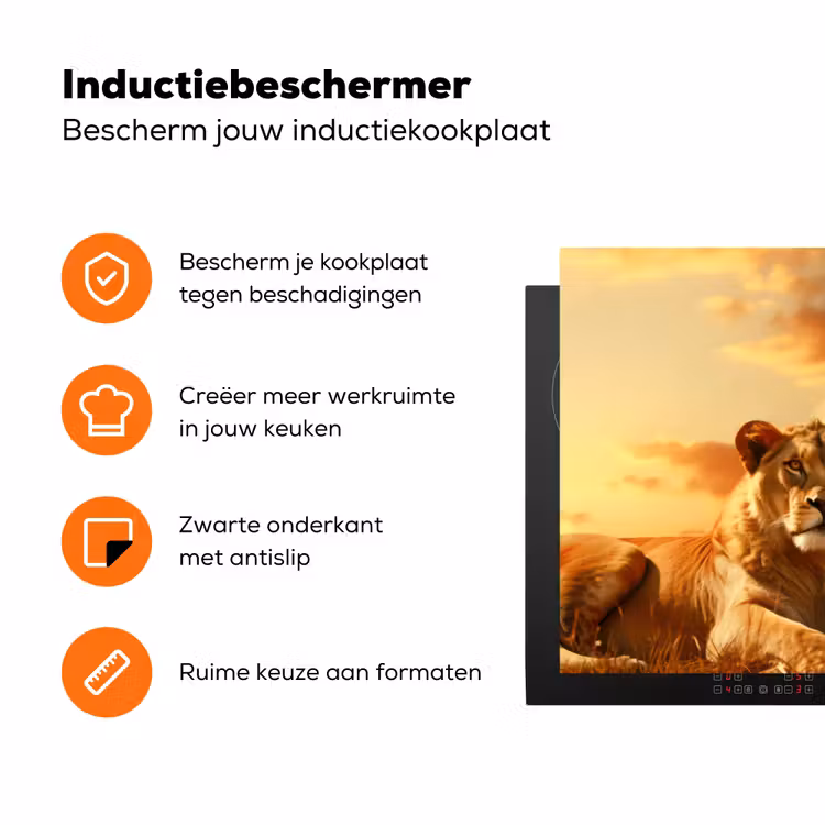 Leeuwen - Zonsondergang - Afrika - Savanne - Dieren Inductie beschermer vinyl 3mm klein -zzzzzzz-td-ups
