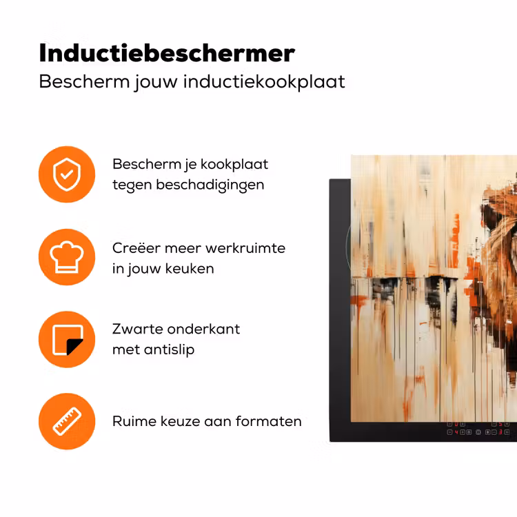 Leeuwenkop - Lijnen - Crème Inductie beschermer vinyl 3mm klein -zzzzzzz-td-ups