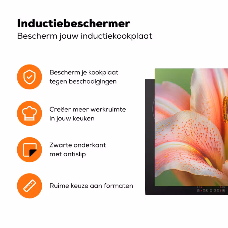 Lelie - Close up - Lichtroze Inductie beschermer vinyl 3mm klein -zzzzzzz-td-ups