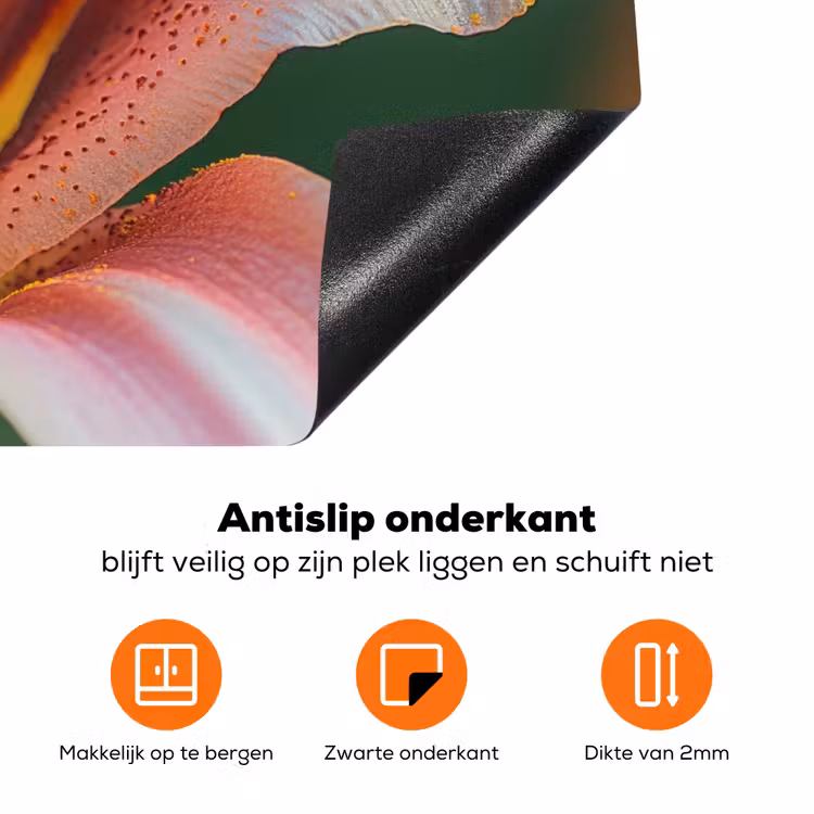 Lelie - Close up - Lichtroze Inductie beschermer vinyl 3mm klein -zzzzzzz-td-onderkant
