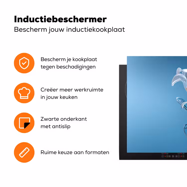 Lelies - Blauw - Glazen Inductie beschermer vinyl 3mm klein -zzzzzzz-td-ups