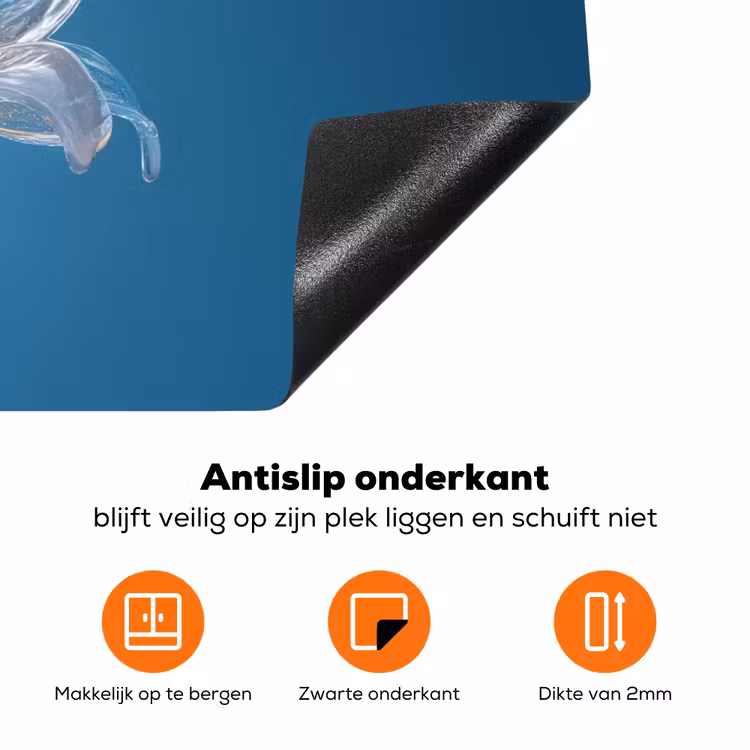 Lelies - Blauw - Glazen Inductie beschermer vinyl 3mm klein -zzzzzzz-td-onderkant