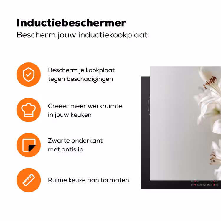 Lelies - Boekte - Wit - Meeldraden Inductie beschermer vinyl 3mm klein -zzzzzzz-td-ups