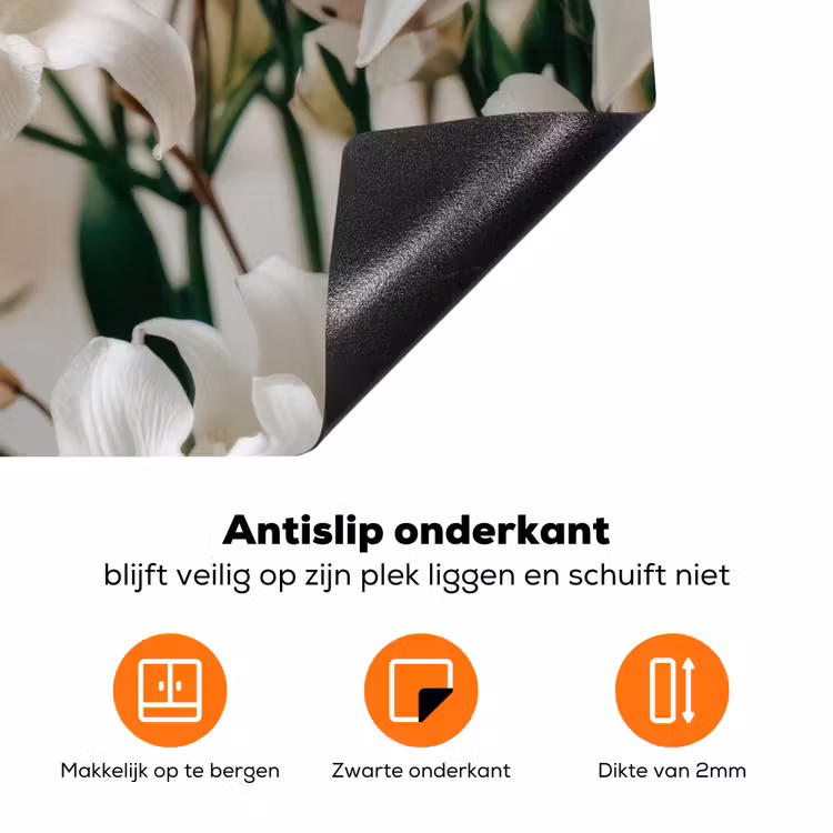 Lelies - Boekte - Wit - Meeldraden Inductie beschermer vinyl 3mm klein -zzzzzzz-td-onderkant