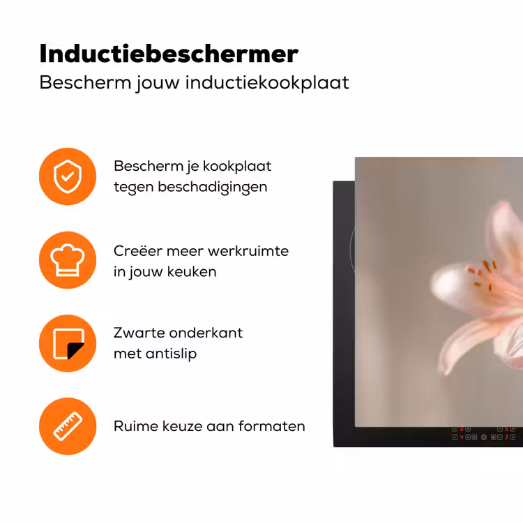 Lelies - Meeldraden - Roze - Wazig Inductie beschermer vinyl 3mm klein -zzzzzzz-td-ups