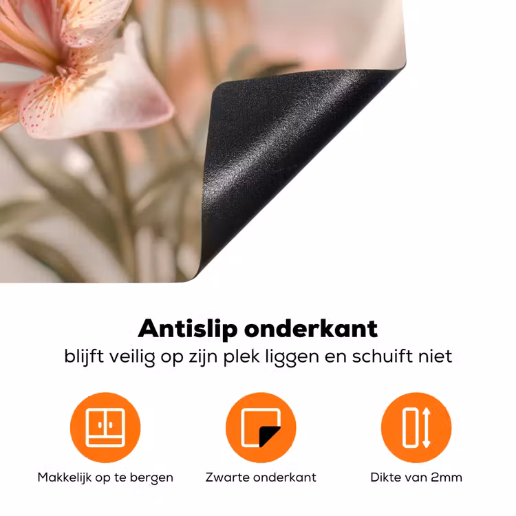 Lelies - Meeldraden - Roze - Wazig Inductie beschermer vinyl 3mm klein -zzzzzzz-td-onderkant