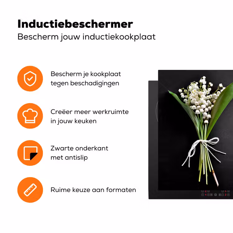 Lelietjes van dalen - Bloemen - Strik Inductie beschermer vinyl 3mm klein -zzzzzzz-td-ups