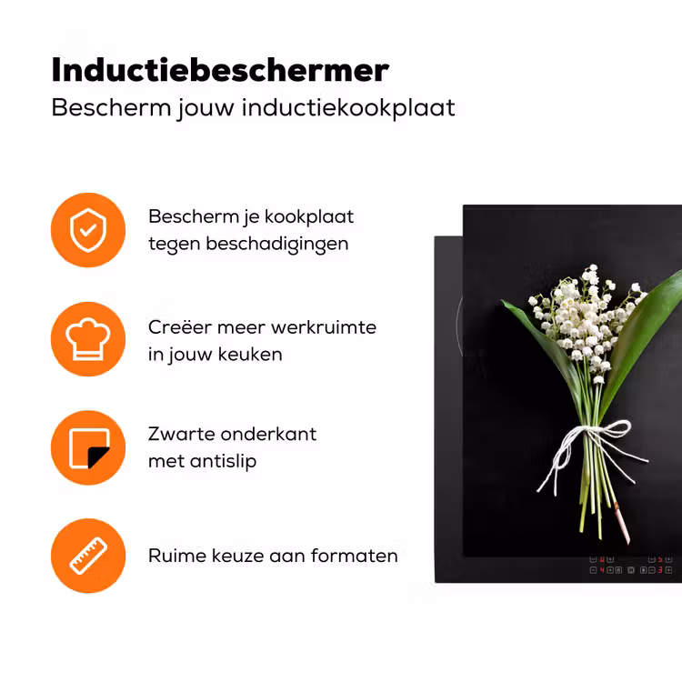 Lelietjes van dalen - Bloemen - Strik - Flora Inductie beschermer vinyl 3mm groot -zzzzzzz-td-ups
