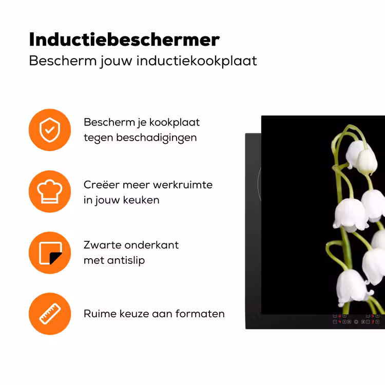 Lelietjes-van-dalen tegen Nacht Inductie beschermer vinyl 3mm klein -zzzzzzz-td-ups
