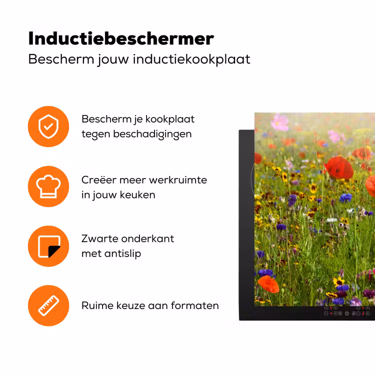 Lente - Bloemen - Rood - Klaproos - Gras - Groen Inductie beschermer vinyl 3mm klein -zzzzzzz-td-ups