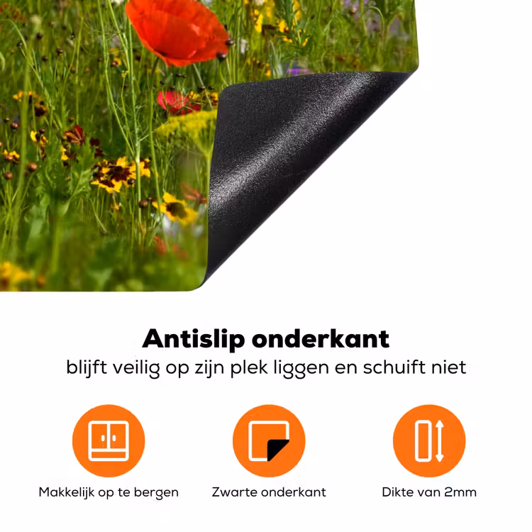 Lente - Bloemen - Rood - Klaproos - Gras - Groen Inductie beschermer vinyl 3mm klein -zzzzzzz-td-onderkant