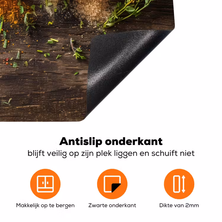 Lepels - Hout - Groen Inductie beschermer vinyl 3mm klein -zzzzzzz-td-onderkant