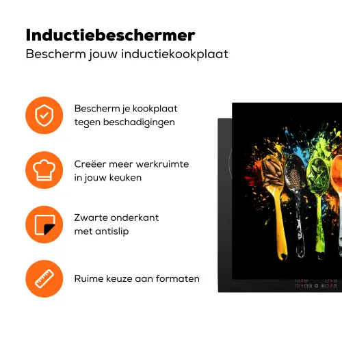 Lepels - Kruiden - Modern - Graffiti - Verf - Kleurrijk Inductie beschermer vinyl 3mm klein -zzzzzzz-td-ups
