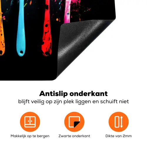Lepels - Kruiden - Modern - Graffiti - Verf - Kleurrijk Inductie beschermer vinyl 3mm klein -zzzzzzz-td-onderkant