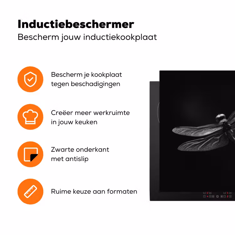 Libelle - Dieren - Zwart - Insect Inductie beschermer vinyl 3mm klein -zzzzzzz-td-ups