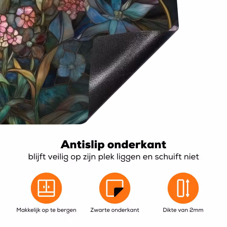 Libelle - Mozaïek - Bloemen - Kleurrijk Inductie beschermer vinyl 3mm klein -zzzzzzz-td-onderkant