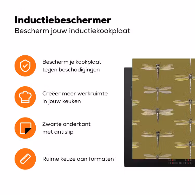 Libellen - Patroon - Groen Inductie beschermer vinyl 3mm klein 276 -zzzzzzz-td-ups