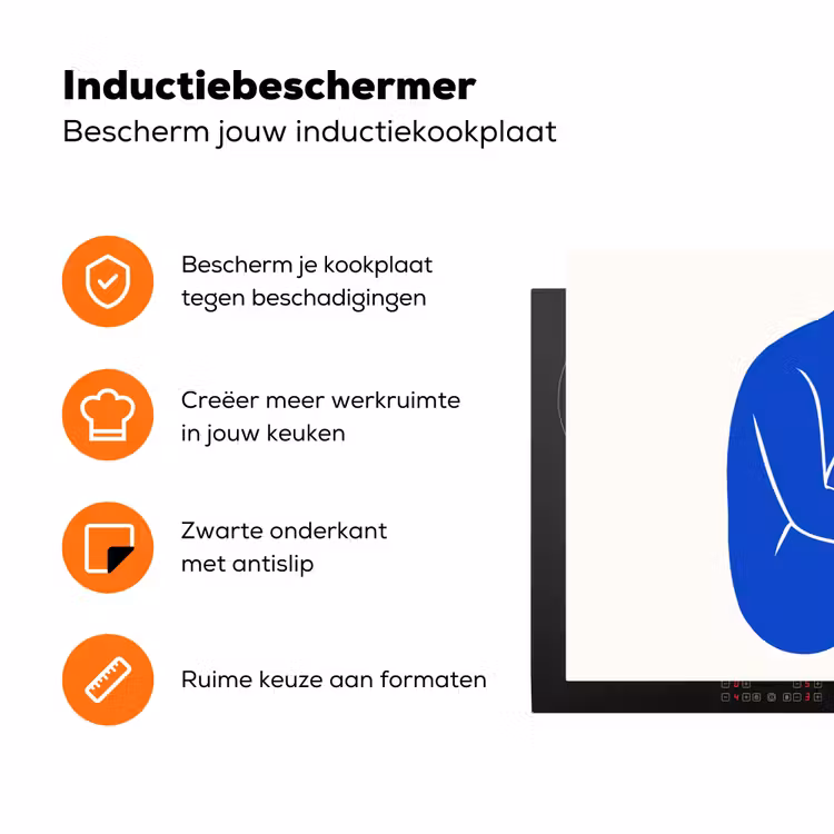 Lichaam - Abstract - Blauw Inductie beschermer vinyl 3mm klein -zzzzzzz-td-ups