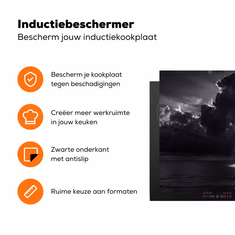 Licht - Wolken - Zee - Zwart-wit - Natuur Inductie beschermer vinyl 3mm klein -zzzzzzz-td-ups