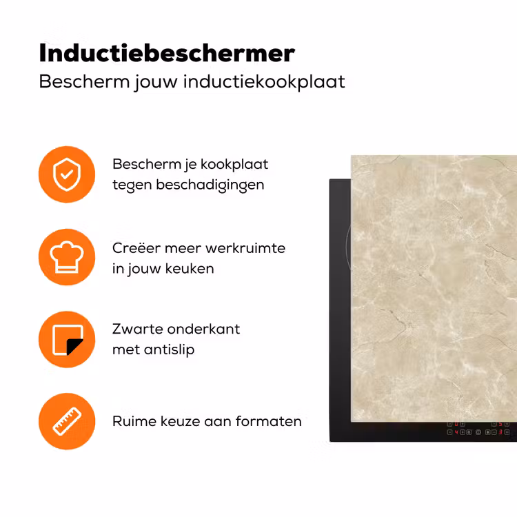 Lichtbeige - Marmer - Diffusie adering Inductie beschermer vinyl 3mm klein 276 -zzzzzzz-td-ups