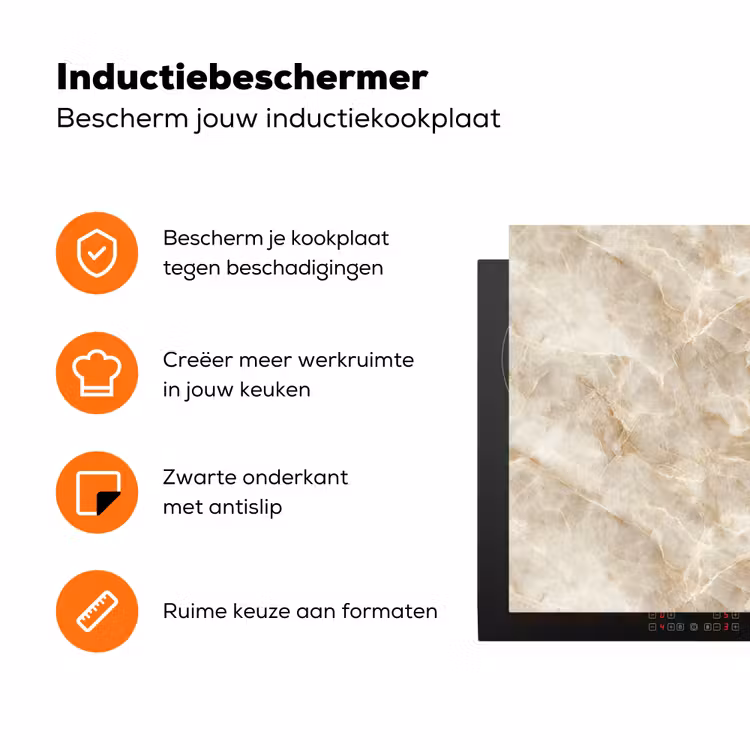 Lichtbeige - Onyx - Subtiel Inductie beschermer vinyl 3mm klein 276 -zzzzzzz-td-ups