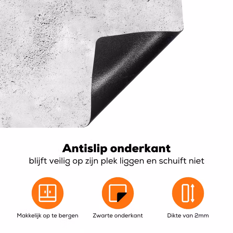 Lichtgrijs - Ruw - Subtiel Inductie beschermer vinyl 3mm klein 276 -zzzzzzz-td-onderkant
