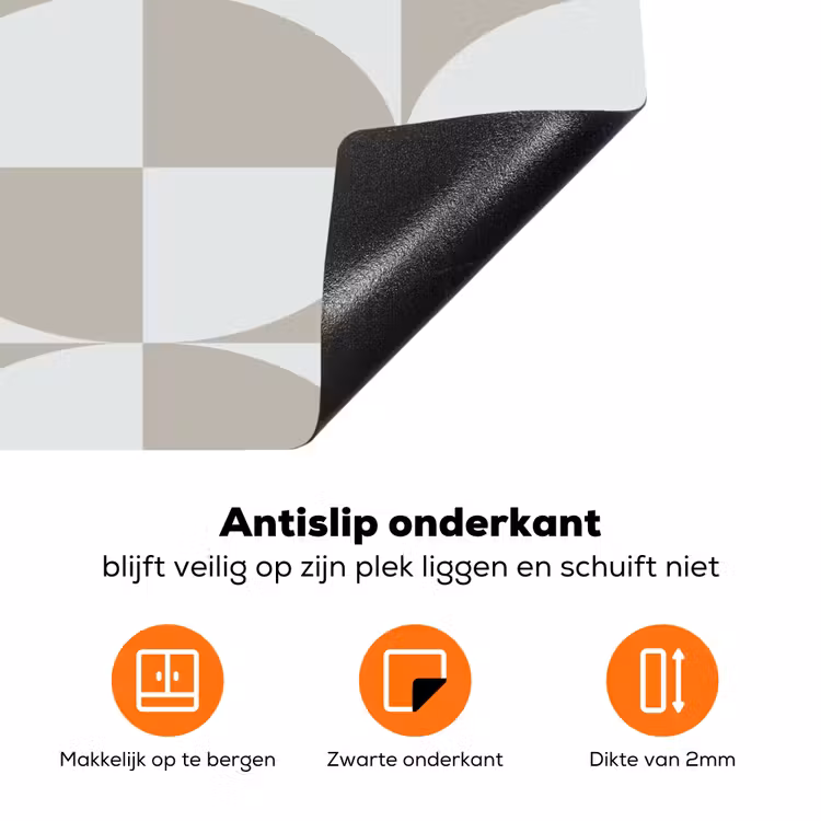 Lichtgrijs - Wit - Vierkant - Rond Inductie beschermer vinyl 3mm klein 276 -zzzzzzz-td-onderkant