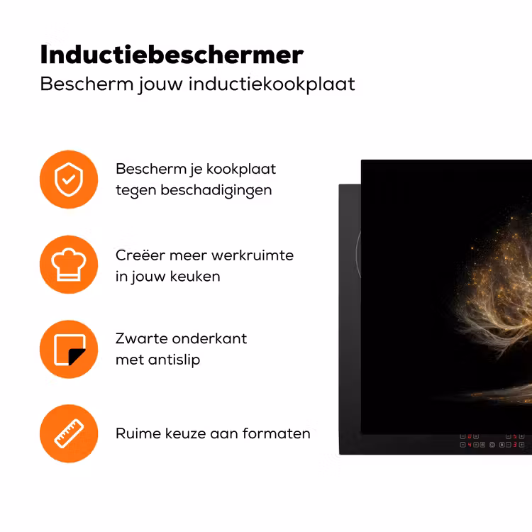 Lichtjes - Boom - Abstract - Zwart Inductie beschermer vinyl 3mm klein -zzzzzzz-td-ups