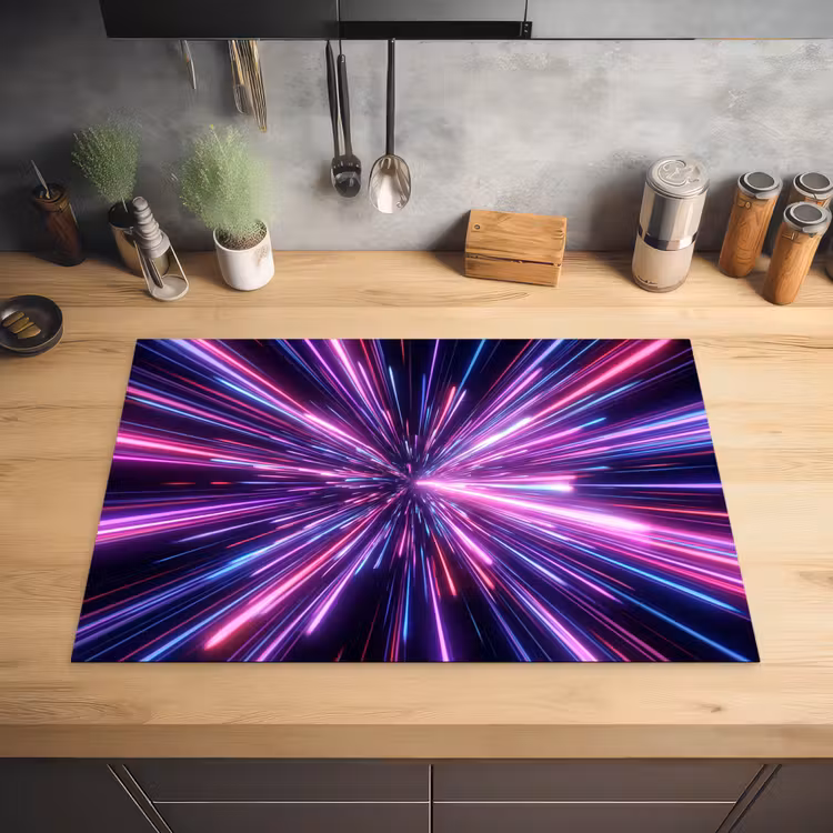 Lichtsnelheid - Ruimte - Roze - Paars Inductie beschermer vinyl 3mm klein -sfeer5