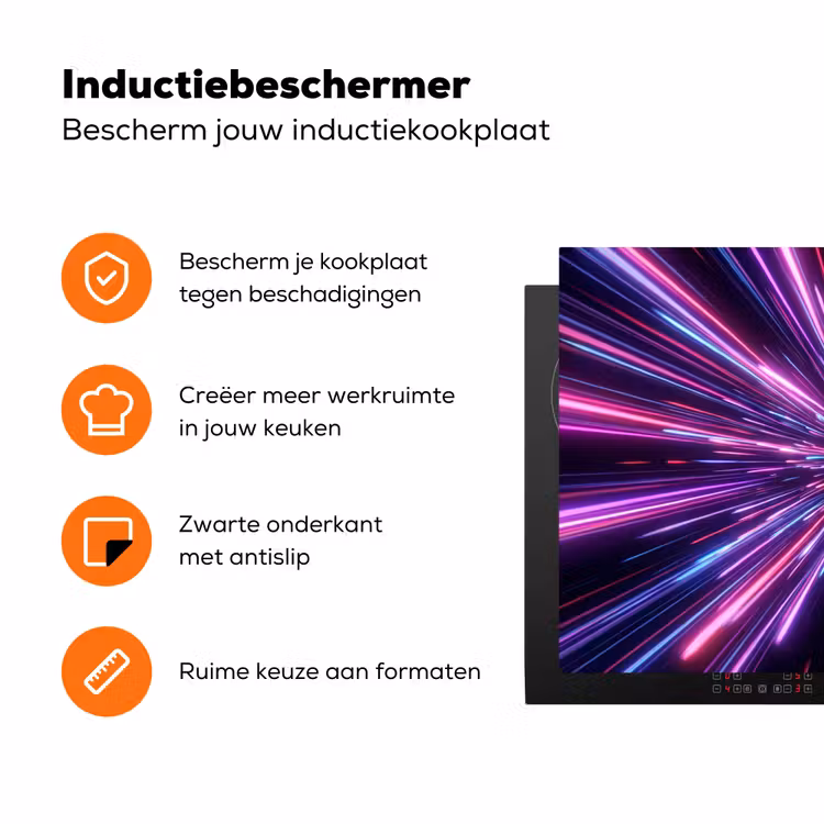 Lichtsnelheid - Ruimte - Roze - Paars Inductie beschermer vinyl 3mm klein -zzzzzzz-td-ups