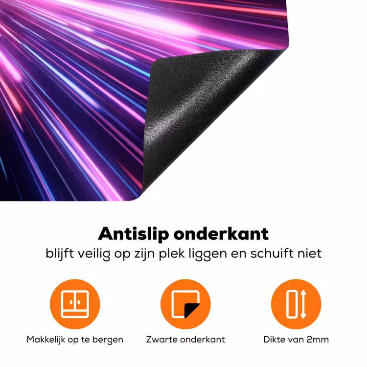 Lichtsnelheid - Ruimte - Roze - Paars Inductie beschermer vinyl 3mm klein -zzzzzzz-td-onderkant