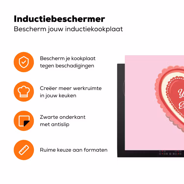 Liefde - Hart - Valentijn Inductie beschermer vinyl 3mm klein -zzzzzzz-td-ups