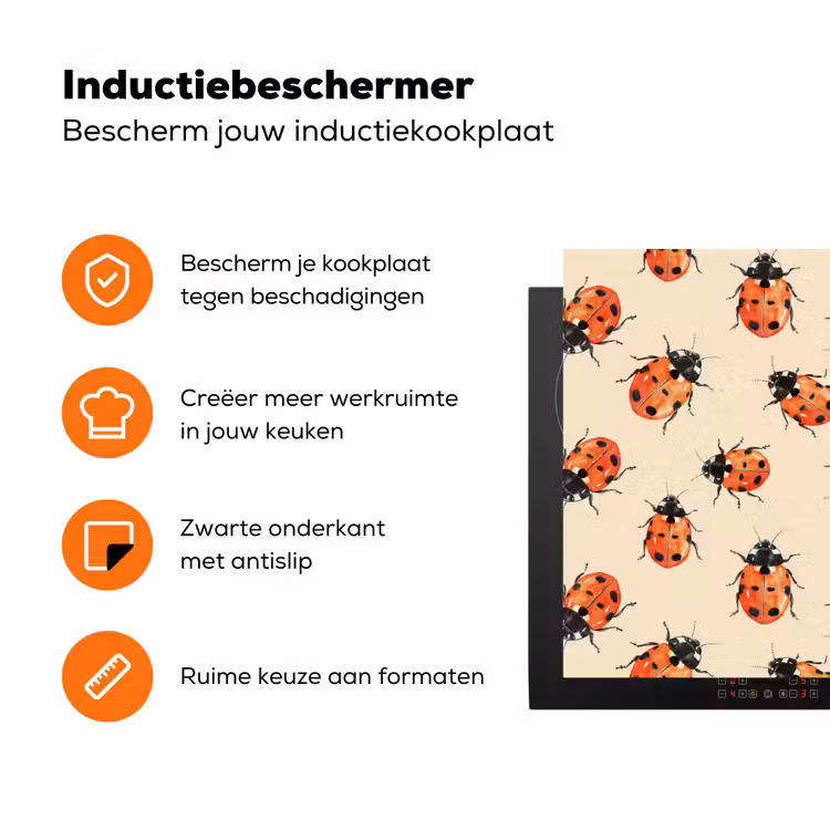 Lieveheersbeestjes - Patroon - Rood Inductie beschermer vinyl 3mm klein 276 -zzzzzzz-td-ups