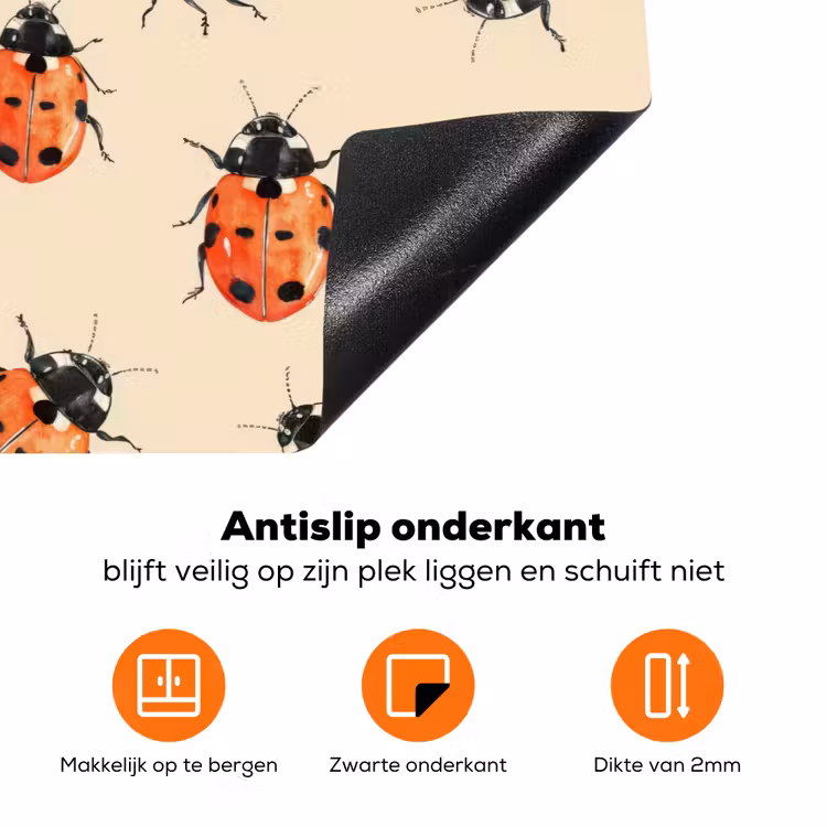 Lieveheersbeestjes - Patroon - Rood Inductie beschermer vinyl 3mm klein 276 -zzzzzzz-td-onderkant