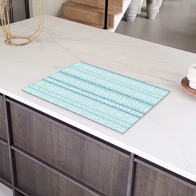 Lijnen - Blauwgroen - Patroon Inductie beschermer vinyl 3mm klein 276 -sfeer8
