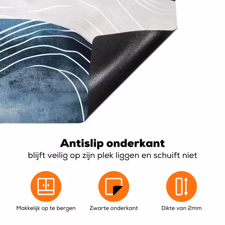 Lijnen - Golven - Abstract - Blauw Inductie beschermer vinyl 3mm klein -zzzzzzz-td-onderkant