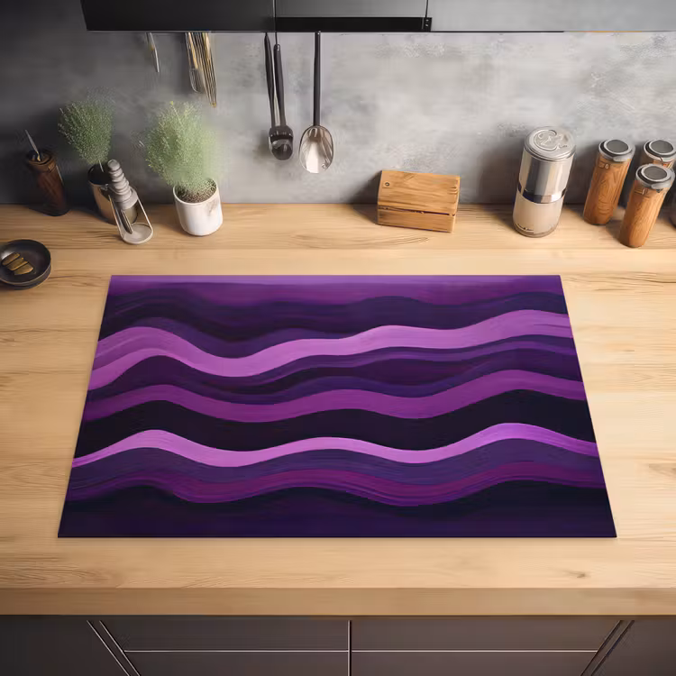 Lijnen - Golven - Paars - Abstract Inductie beschermer vinyl 3mm klein -sfeer5
