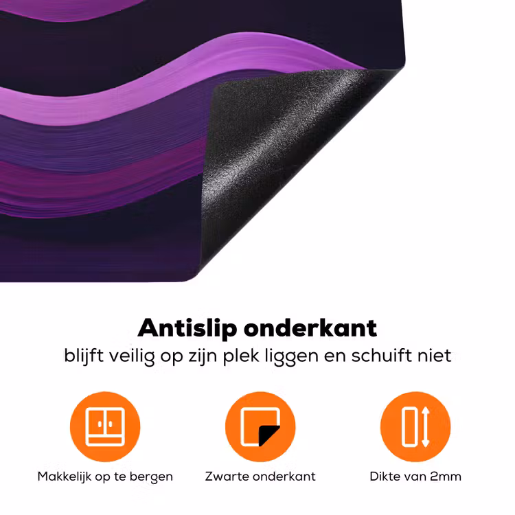 Lijnen - Golven - Paars - Abstract Inductie beschermer vinyl 3mm klein -zzzzzzz-td-onderkant