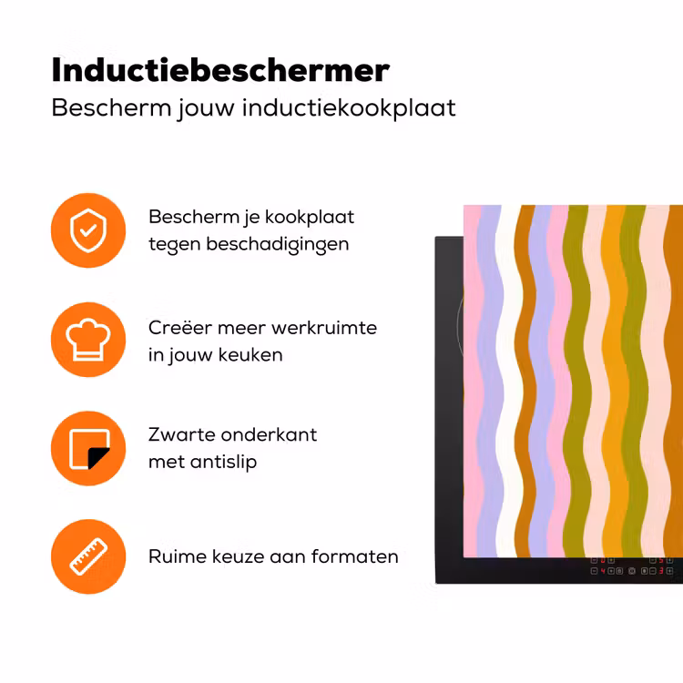 lijnen - Golven - Pastelkleuren - Patroon Inductie beschermer vinyl 3mm klein -zzzzzzz-td-ups