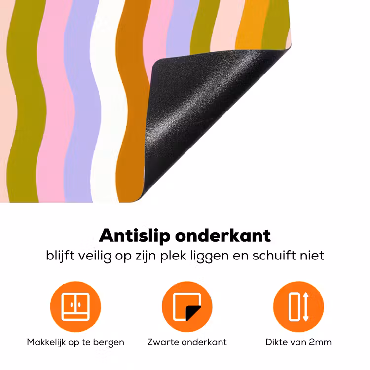 lijnen - Golven - Pastelkleuren - Patroon Inductie beschermer vinyl 3mm klein -zzzzzzz-td-onderkant