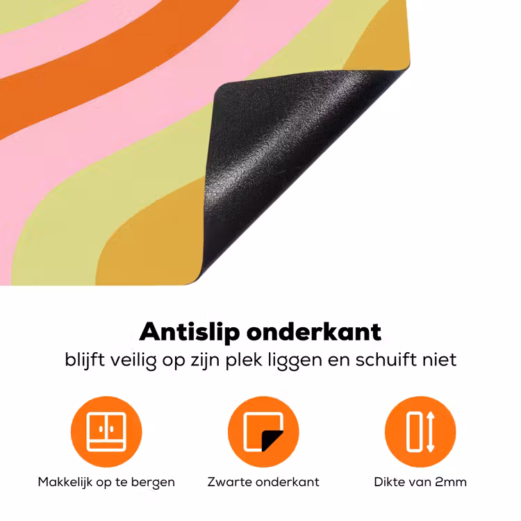 Lijnen - Pasteltinten - Golvend Inductie beschermer vinyl 3mm klein -zzzzzzz-td-onderkant