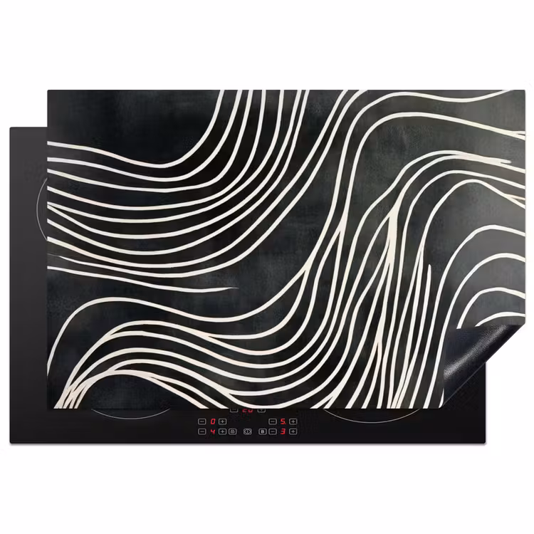 Lijnen - Patroon - Abstract - Wit Inductie beschermer vinyl 3mm klein -3d