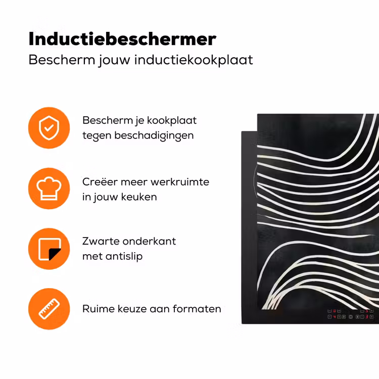 Lijnen - Patroon - Abstract - Wit Inductie beschermer vinyl 3mm klein -zzzzzzz-td-ups