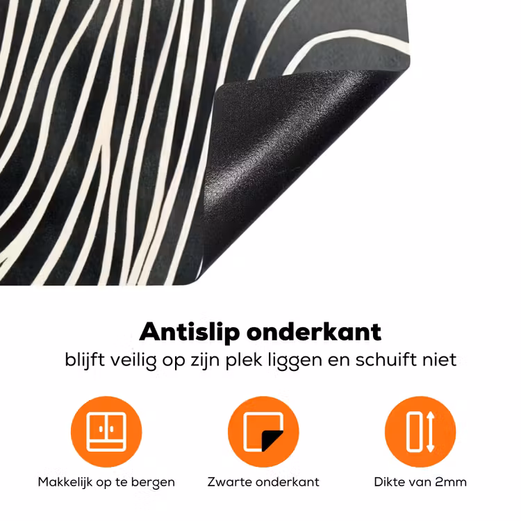 Lijnen - Patroon - Abstract - Wit Inductie beschermer vinyl 3mm klein -zzzzzzz-td-onderkant