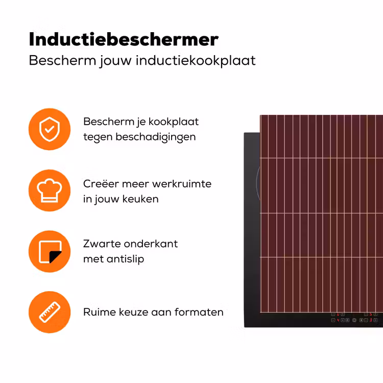 Lijnen - Patroon - Bordeaux Inductie beschermer vinyl 3mm klein 276 -zzzzzzz-td-ups