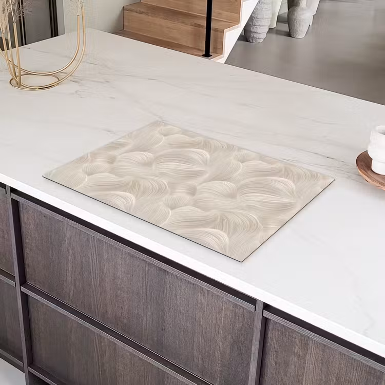 Lijnen - Waaier - Beige Inductie beschermer vinyl 3mm klein 276 -sfeer8