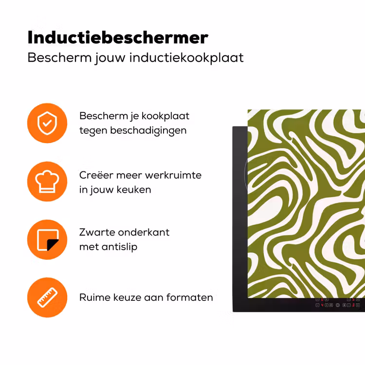 Lijnpatroon - Groen - Organisch Inductie beschermer vinyl 3mm klein 276 -zzzzzzz-td-ups
